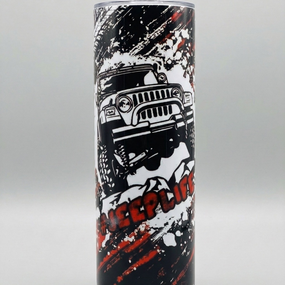 New Custom #JEEPLIFE 20oz Insulated Stainless Steel Tumbler - Off-Road Jeep 4x4